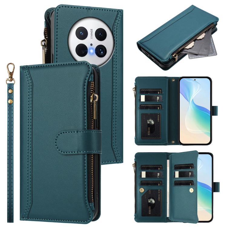 Magnetic Closure 9 Card Slots Zipper Leather Case with Hand Strap, For Huawei nova 14, For Huawei nova 16, For Huawei Pura 90 Pro Max 5G, For Huawei Pura 90 Pro 5G, For Huawei Mate 70 Air 5G, For Huawei Enjoy 80s 4G, For Huawei nova 14 Ultra           ...