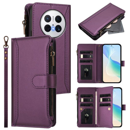 Magnetic Closure 9 Card Slots Zipper Leather Case with Hand Strap, For Huawei nova 14, For Huawei nova 16, For Huawei Pura 90 Pro Max 5G, For Huawei Pura 90 Pro 5G, For Huawei Mate 70 Air 5G, For Huawei Enjoy 80s 4G, For Huawei nova 14 Ultra           ...