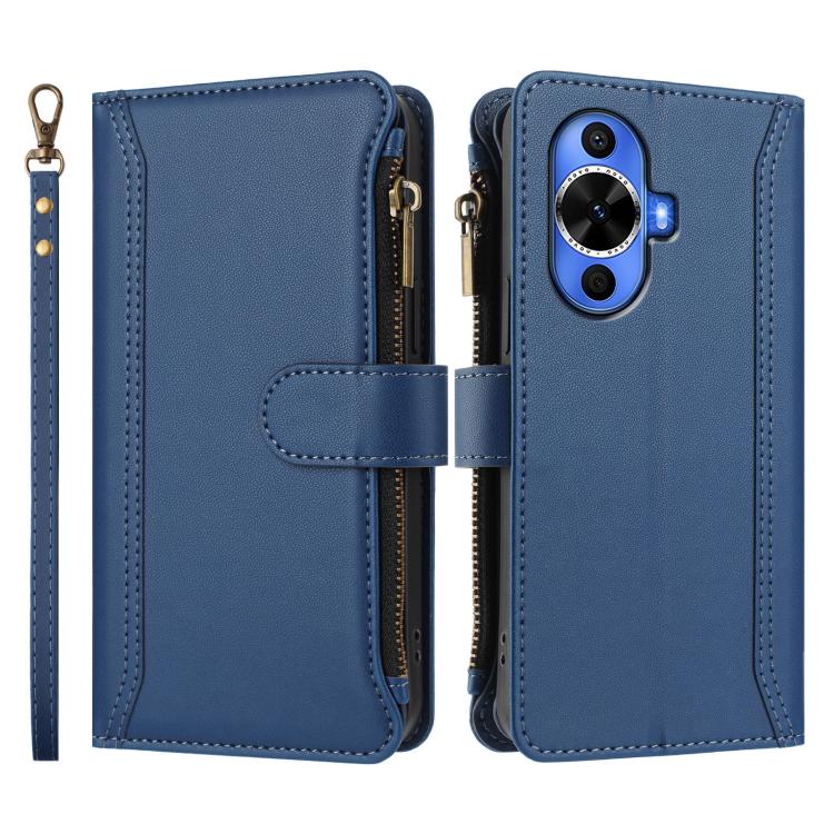 Magnetic Closure 9 Card Slots Zipper Leather Case with Hand Strap, For Huawei nova 12s 4G Global, For Huawei Pura 70, For Huawei Mate 60 Pro / 60 Pro+, For Huawei Mate 60, For Huawei P60 Art, For Huawei P60 / P60 Pro, For Huawei Enjoy 50 Pro 4G        ...