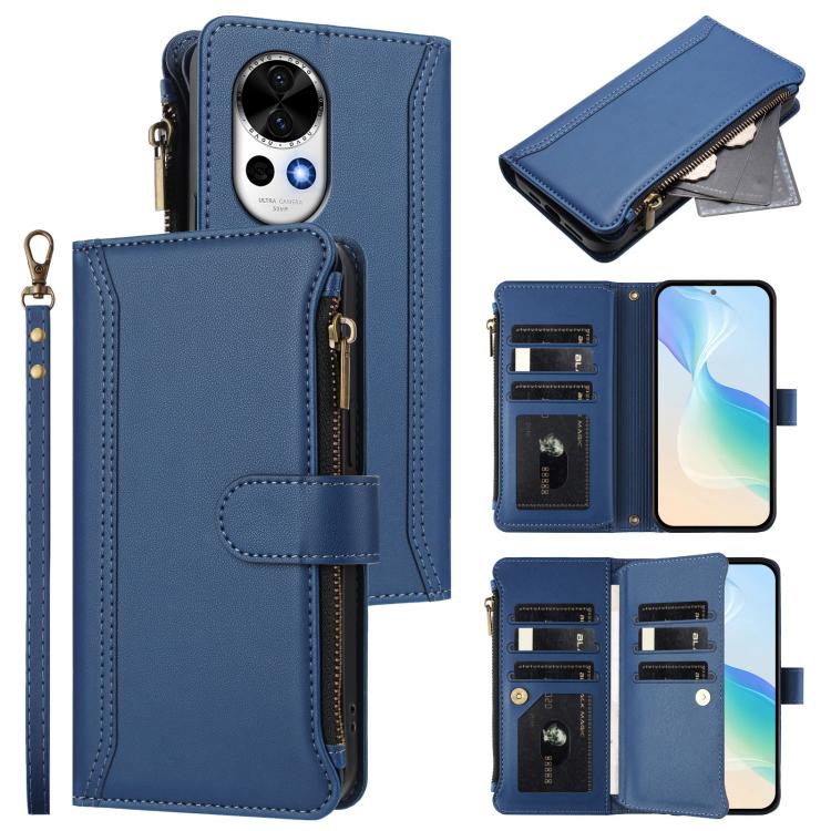 Magnetic Closure 9 Card Slots Zipper Leather Case with Hand Strap, For Huawei nova 14, For Huawei nova 16, For Huawei Pura 90 Pro Max 5G, For Huawei Pura 90 Pro 5G, For Huawei Mate 70 Air 5G, For Huawei Enjoy 80s 4G, For Huawei nova 14 Ultra           ...