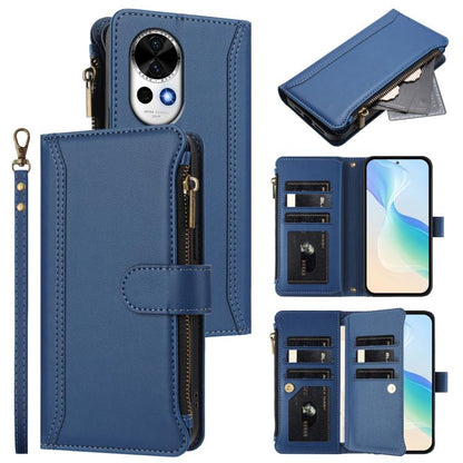 Magnetic Closure 9 Card Slots Zipper Leather Case with Hand Strap, For Huawei nova 14, For Huawei nova 16, For Huawei Pura 90 Pro Max 5G, For Huawei Pura 90 Pro 5G, For Huawei Mate 70 Air 5G, For Huawei Enjoy 80s 4G, For Huawei nova 14 Ultra           ...