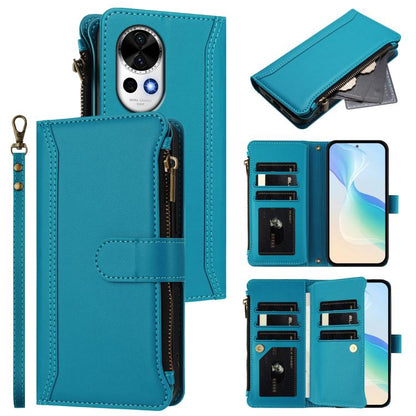 Magnetic Closure 9 Card Slots Zipper Leather Case with Hand Strap, For Huawei nova 14, For Huawei nova 16, For Huawei Pura 90 Pro Max 5G, For Huawei Pura 90 Pro 5G, For Huawei Mate 70 Air 5G, For Huawei Enjoy 80s 4G, For Huawei nova 14 Ultra           ...