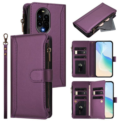 Magnetic Closure 9 Card Slots Zipper Leather Case with Hand Strap, For Huawei nova 14, For Huawei nova 16, For Huawei Pura 90 Pro Max 5G, For Huawei Pura 90 Pro 5G, For Huawei Mate 70 Air 5G, For Huawei Enjoy 80s 4G, For Huawei nova 14 Ultra           ...