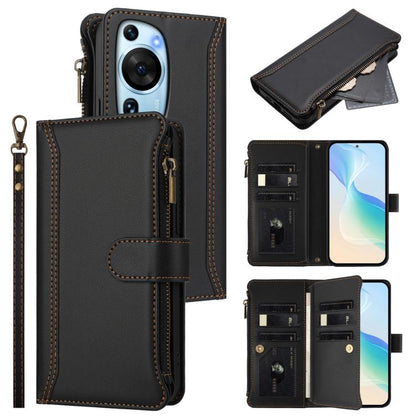 Magnetic Closure 9 Card Slots Zipper Leather Case with Hand Strap, For Huawei nova 12s 4G Global, For Huawei Pura 70, For Huawei Mate 60 Pro / 60 Pro+, For Huawei Mate 60, For Huawei P60 Art, For Huawei P60 / P60 Pro, For Huawei Enjoy 50 Pro 4G        ...
