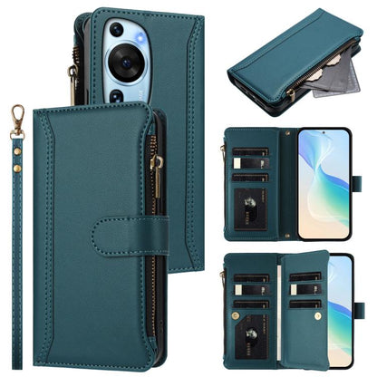 Magnetic Closure 9 Card Slots Zipper Leather Case with Hand Strap, For Huawei nova 12s 4G Global, For Huawei Pura 70, For Huawei Mate 60 Pro / 60 Pro+, For Huawei Mate 60, For Huawei P60 Art, For Huawei P60 / P60 Pro, For Huawei Enjoy 50 Pro 4G        ...