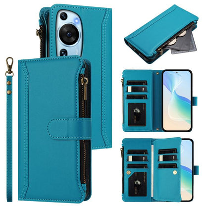 Magnetic Closure 9 Card Slots Zipper Leather Case with Hand Strap, For Huawei nova 12s 4G Global, For Huawei Pura 70, For Huawei Mate 60 Pro / 60 Pro+, For Huawei Mate 60, For Huawei P60 Art, For Huawei P60 / P60 Pro, For Huawei Enjoy 50 Pro 4G        ...
