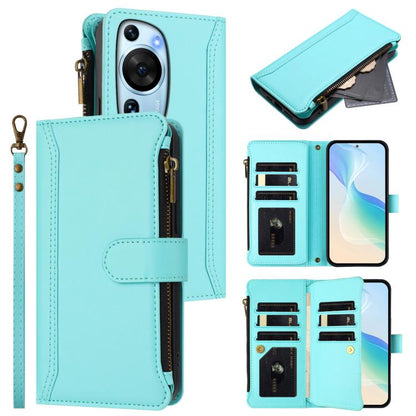 Magnetic Closure 9 Card Slots Zipper Leather Case with Hand Strap, For Huawei nova 12s 4G Global, For Huawei Pura 70, For Huawei Mate 60 Pro / 60 Pro+, For Huawei Mate 60, For Huawei P60 Art, For Huawei P60 / P60 Pro, For Huawei Enjoy 50 Pro 4G        ...