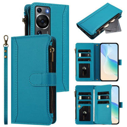 Magnetic Closure 9 Card Slots Zipper Leather Case with Hand Strap, For Huawei nova 12s 4G Global, For Huawei Pura 70, For Huawei Mate 60 Pro / 60 Pro+, For Huawei Mate 60, For Huawei P60 Art, For Huawei P60 / P60 Pro, For Huawei Enjoy 50 Pro 4G        ...