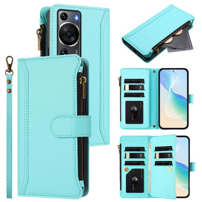 Magnetic Closure 9 Card Slots Zipper Leather Case with Hand Strap, For Huawei nova 12s 4G Global, For Huawei Pura 70, For Huawei Mate 60 Pro / 60 Pro+, For Huawei Mate 60, For Huawei P60 Art, For Huawei P60 / P60 Pro, For Huawei Enjoy 50 Pro 4G        ...