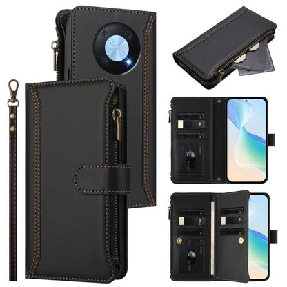 Magnetic Closure 9 Card Slots Zipper Leather Case with Hand Strap, For Huawei nova 12s 4G Global, For Huawei Pura 70, For Huawei Mate 60 Pro / 60 Pro+, For Huawei Mate 60, For Huawei P60 Art, For Huawei P60 / P60 Pro, For Huawei Enjoy 50 Pro 4G        ...