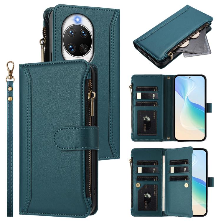 Magnetic Closure 9 Card Slots Zipper Leather Case with Hand Strap, For Huawei nova 14, For Huawei nova 16, For Huawei Pura 90 Pro Max 5G, For Huawei Pura 90 Pro 5G, For Huawei Mate 70 Air 5G, For Huawei Enjoy 80s 4G, For Huawei nova 14 Ultra           ...