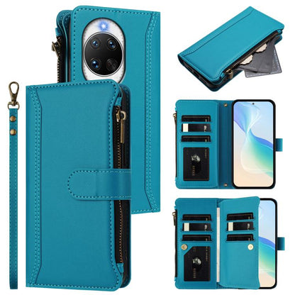 Magnetic Closure 9 Card Slots Zipper Leather Case with Hand Strap, For Huawei nova 14, For Huawei nova 16, For Huawei Pura 90 Pro Max 5G, For Huawei Pura 90 Pro 5G, For Huawei Mate 70 Air 5G, For Huawei Enjoy 80s 4G, For Huawei nova 14 Ultra           ...