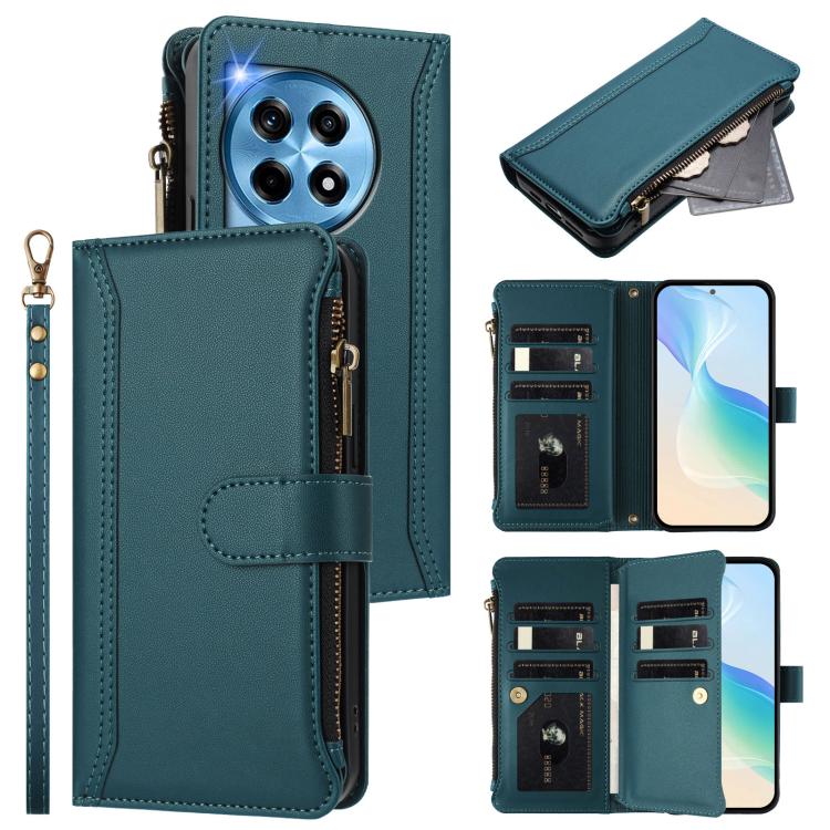 Magnetic Closure 9 Card Slots Zipper Leather Case with Hand Strap, For OnePlus Turbo 6X Pro 5G, For OnePlus Nord CE6 Lite, For OnePlus Turbo 6V / Turbo 6, For OnePlus Ace 5 Ultra, For OnePlus Ace 5 Racing, For OnePlus 13T 5G                            ...