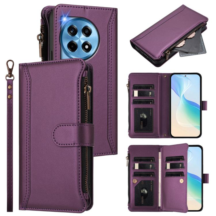 Magnetic Closure 9 Card Slots Zipper Leather Case with Hand Strap, For OnePlus Turbo 6X Pro 5G, For OnePlus Nord CE6 Lite, For OnePlus Turbo 6V / Turbo 6, For OnePlus Ace 5 Ultra, For OnePlus Ace 5 Racing, For OnePlus 13T 5G                            ...