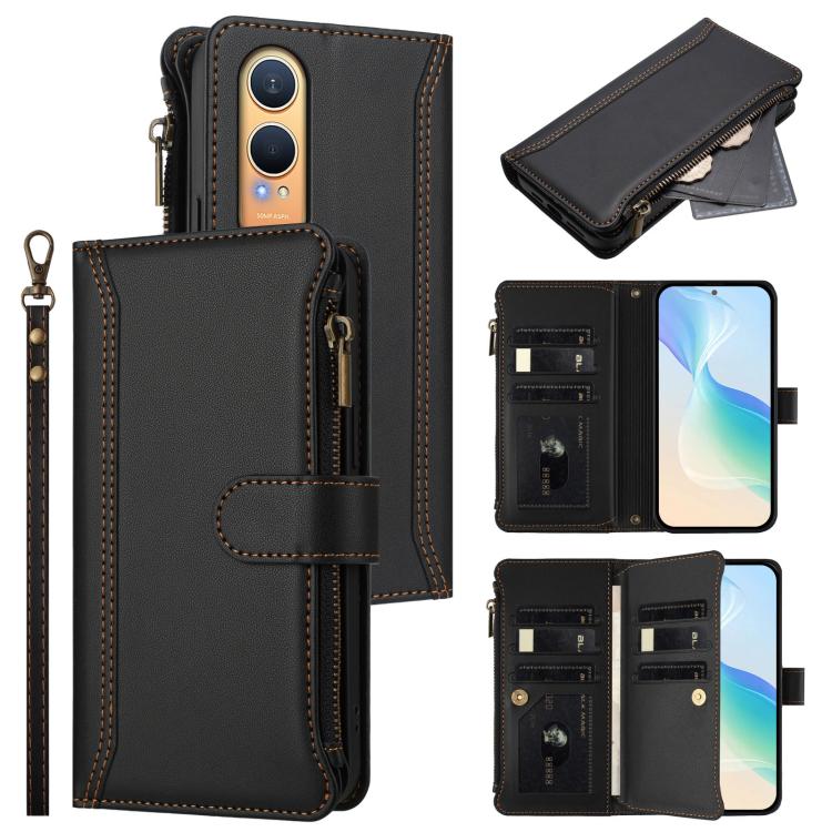 Magnetic Closure 9 Card Slots Zipper Leather Case with Hand Strap, For OnePlus Turbo 6X Pro 5G, For OnePlus Nord CE6 Lite, For OnePlus Turbo 6V / Turbo 6, For OnePlus Ace 5 Ultra, For OnePlus Ace 5 Racing, For OnePlus 13T 5G                            ...