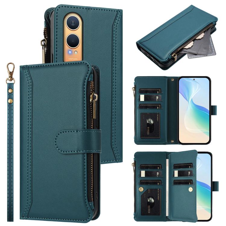 Magnetic Closure 9 Card Slots Zipper Leather Case with Hand Strap, For OnePlus Turbo 6X Pro 5G, For OnePlus Nord CE6 Lite, For OnePlus Turbo 6V / Turbo 6, For OnePlus Ace 5 Ultra, For OnePlus Ace 5 Racing, For OnePlus 13T 5G                            ...