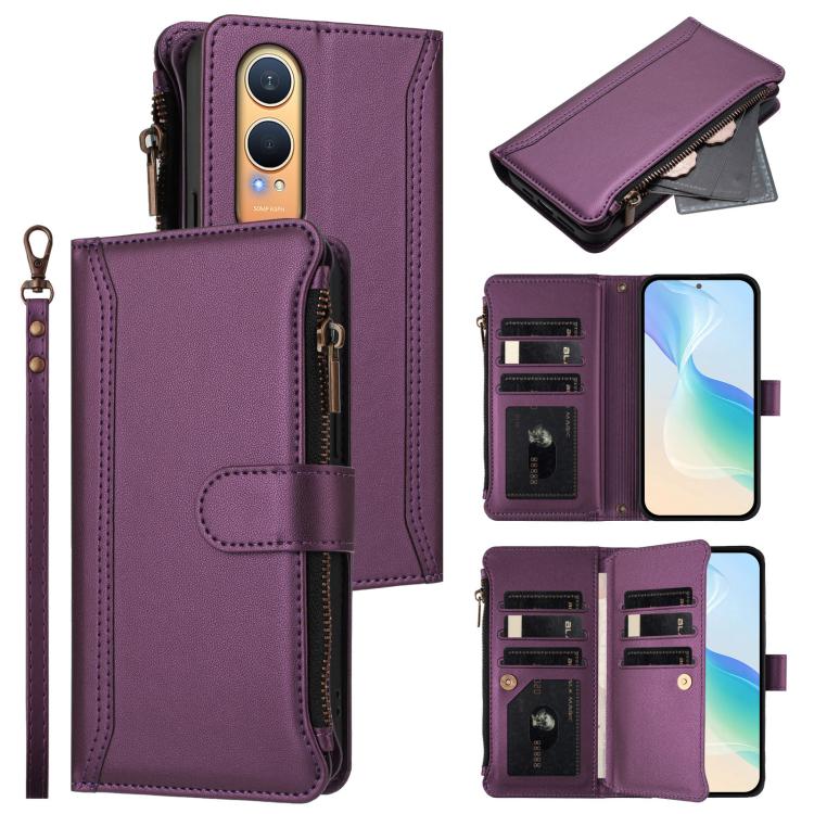 Magnetic Closure 9 Card Slots Zipper Leather Case with Hand Strap, For OnePlus Turbo 6X Pro 5G, For OnePlus Nord CE6 Lite, For OnePlus Turbo 6V / Turbo 6, For OnePlus Ace 5 Ultra, For OnePlus Ace 5 Racing, For OnePlus 13T 5G                            ...