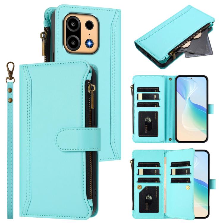 Magnetic Closure 9 Card Slots Zipper Leather Case with Hand Strap, For OnePlus Turbo 6X Pro 5G, For OnePlus Nord CE6 Lite, For OnePlus Turbo 6V / Turbo 6, For OnePlus Ace 5 Ultra, For OnePlus Ace 5 Racing, For OnePlus 13T 5G                            ...