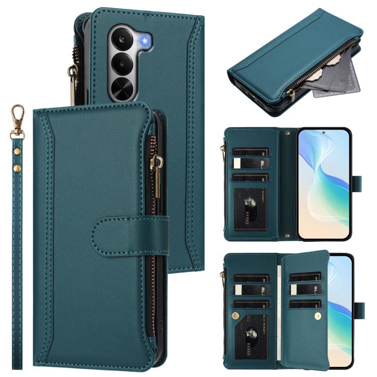 Magnetic Closure 9 Card Slots Zipper Leather Case with Hand Strap, For OnePlus Turbo 6X Pro 5G, For OnePlus Nord CE6 Lite, For OnePlus Turbo 6V / Turbo 6, For OnePlus Ace 5 Ultra, For OnePlus Ace 5 Racing, For OnePlus 13T 5G                            ...