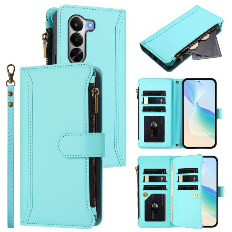 Magnetic Closure 9 Card Slots Zipper Leather Case with Hand Strap, For OnePlus Turbo 6X Pro 5G, For OnePlus Nord CE6 Lite, For OnePlus Turbo 6V / Turbo 6, For OnePlus Ace 5 Ultra, For OnePlus Ace 5 Racing, For OnePlus 13T 5G                            ...