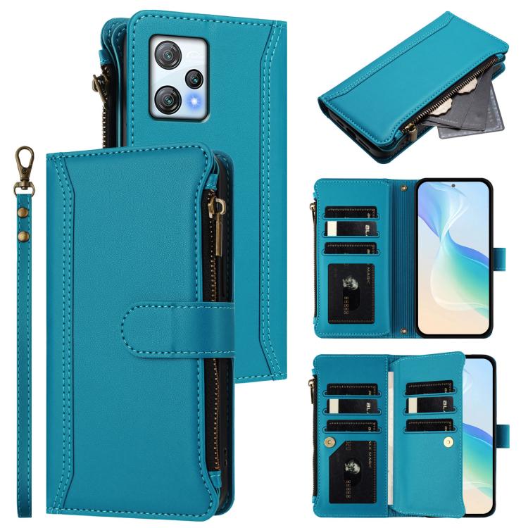 Magnetic Closure 9 Card Slots Zipper Leather Case with Hand Strap, For Blackview Wave 7C, For Blackview Wave 10, For Blackview Shark 6, For Blackview Oscal Tiger 13, For Blackview Wave 8C / 8 / Oscal Flat 2, For Blackview Shark 9 5G                    ...