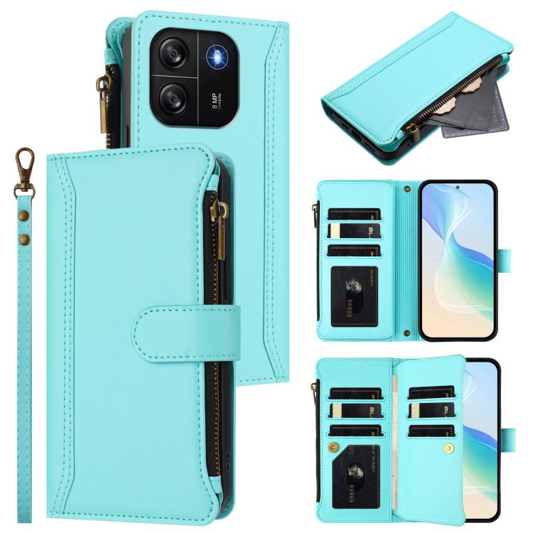 Magnetic Closure 9 Card Slots Zipper Leather Case with Hand Strap, For Blackview Wave 7C, For Blackview Wave 10, For Blackview Shark 6, For Blackview Oscal Tiger 13, For Blackview Wave 8C / 8 / Oscal Flat 2, For Blackview Shark 9 5G                    ...