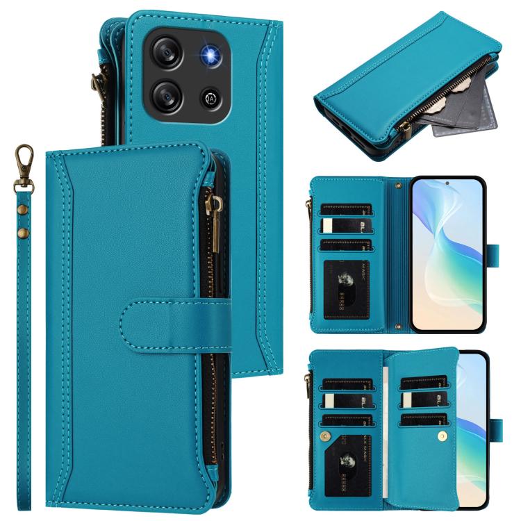Magnetic Closure 9 Card Slots Zipper Leather Case with Hand Strap, For Blackview Wave 7C, For Blackview Wave 10, For Blackview Shark 6, For Blackview Oscal Tiger 13, For Blackview Wave 8C / 8 / Oscal Flat 2, For Blackview Shark 9 5G                    ...