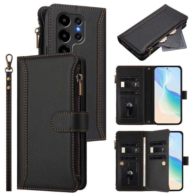 Magnetic Closure 9 Card Slots Zipper Leather Case with Hand Strap, For Blackview Wave 7C, For Blackview Wave 10, For Blackview Shark 6, For Blackview Oscal Tiger 13, For Blackview Wave 8C / 8 / Oscal Flat 2, For Blackview Shark 9 5G                    ...