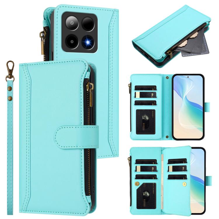Magnetic Closure 9 Card Slots Zipper Leather Case with Hand Strap, For Boost Mobile Summit 5G, For Boost Mobile Celero 5G+ 2024, For Boost Mobile Celero 5G 2024, For Boost Mobile Celero 5G SC