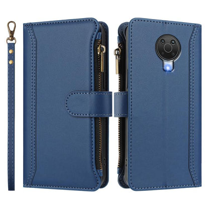 Magnetic Closure 9 Card Slots Zipper Leather Case with Hand Strap, For Nokia 6.3 / G20 / G10