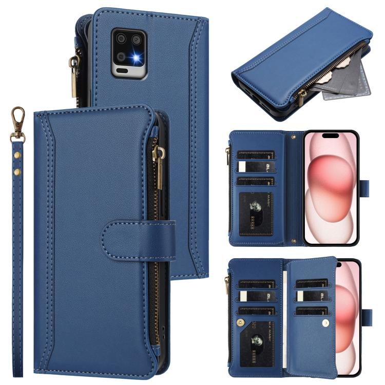 Magnetic Closure 9 Card Slots Zipper Leather Case with Hand Strap, For Sharp Aquos wish6, For Sharp Aquos R11, For Sharp Aquos Sense10, For Sharp Aquos R10, For Sharp Aquos wish5, For Sharp Aquos sense9 Plus, For Sharp Aquos sense9, For Sharp Aquos R9 ...