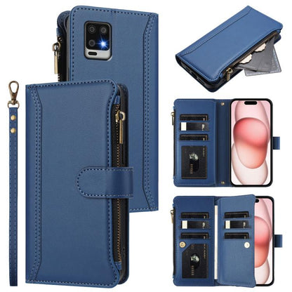 Magnetic Closure 9 Card Slots Zipper Leather Case with Hand Strap, For Sharp Aquos wish6, For Sharp Aquos R11, For Sharp Aquos Sense10, For Sharp Aquos R10, For Sharp Aquos wish5, For Sharp Aquos sense9 Plus, For Sharp Aquos sense9, For Sharp Aquos R9 ...