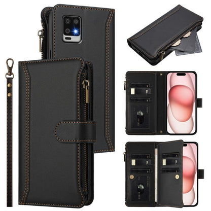 Magnetic Closure 9 Card Slots Zipper Leather Case with Hand Strap, For Sharp Aquos wish6, For Sharp Aquos R11, For Sharp Aquos Sense10, For Sharp Aquos R10, For Sharp Aquos wish5, For Sharp Aquos sense9 Plus, For Sharp Aquos sense9, For Sharp Aquos R9 ...