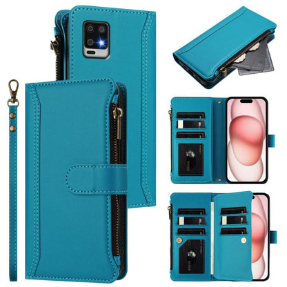 Magnetic Closure 9 Card Slots Zipper Leather Case with Hand Strap, For Sharp Aquos wish6, For Sharp Aquos R11, For Sharp Aquos Sense10, For Sharp Aquos R10, For Sharp Aquos wish5, For Sharp Aquos sense9 Plus, For Sharp Aquos sense9, For Sharp Aquos R9 ...