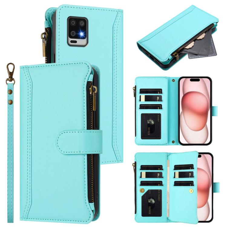 Magnetic Closure 9 Card Slots Zipper Leather Case with Hand Strap, For Sharp Aquos wish6, For Sharp Aquos R11, For Sharp Aquos Sense10, For Sharp Aquos R10, For Sharp Aquos wish5, For Sharp Aquos sense9 Plus, For Sharp Aquos sense9, For Sharp Aquos R9 ...