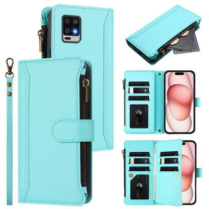 Magnetic Closure 9 Card Slots Zipper Leather Case with Hand Strap, For Sharp Aquos wish6, For Sharp Aquos R11, For Sharp Aquos Sense10, For Sharp Aquos R10, For Sharp Aquos wish5, For Sharp Aquos sense9 Plus, For Sharp Aquos sense9, For Sharp Aquos R9 ...