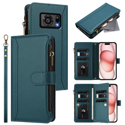 Magnetic Closure 9 Card Slots Zipper Leather Case with Hand Strap, For Sharp Aquos wish6, For Sharp Aquos R11, For Sharp Aquos Sense10, For Sharp Aquos R10, For Sharp Aquos wish5, For Sharp Aquos sense9 Plus, For Sharp Aquos sense9, For Sharp Aquos R9 ...