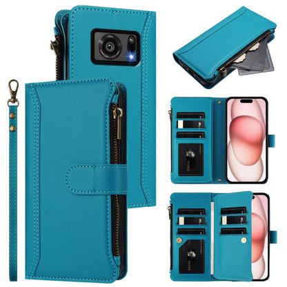 Magnetic Closure 9 Card Slots Zipper Leather Case with Hand Strap, For Sharp Aquos wish6, For Sharp Aquos R11, For Sharp Aquos Sense10, For Sharp Aquos R10, For Sharp Aquos wish5, For Sharp Aquos sense9 Plus, For Sharp Aquos sense9, For Sharp Aquos R9 ...