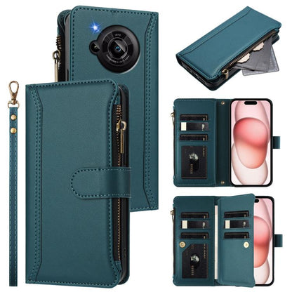 Magnetic Closure 9 Card Slots Zipper Leather Case with Hand Strap, For Sharp Aquos wish6, For Sharp Aquos R11, For Sharp Aquos Sense10, For Sharp Aquos R10, For Sharp Aquos wish5, For Sharp Aquos sense9 Plus, For Sharp Aquos sense9, For Sharp Aquos R9 ...