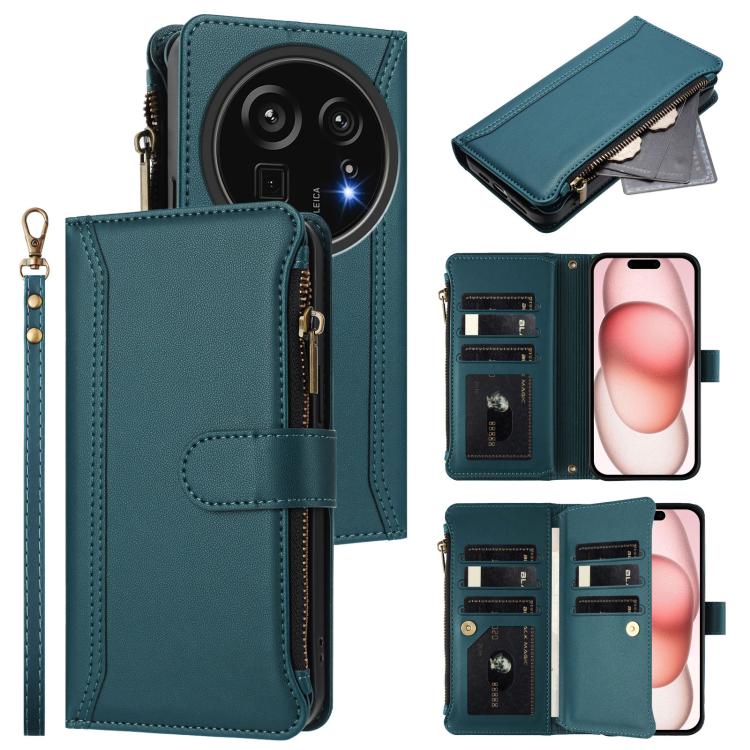 Magnetic Closure 9 Card Slots Zipper Leather Case with Hand Strap, For Sharp Aquos wish6, For Sharp Aquos R11, For Sharp Aquos Sense10, For Sharp Aquos R10, For Sharp Aquos wish5, For Sharp Aquos sense9 Plus, For Sharp Aquos sense9, For Sharp Aquos R9 ...