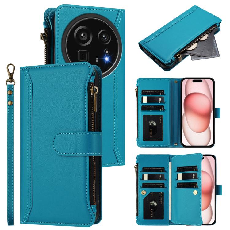 Magnetic Closure 9 Card Slots Zipper Leather Case with Hand Strap, For Sharp Aquos wish6, For Sharp Aquos R11, For Sharp Aquos Sense10, For Sharp Aquos R10, For Sharp Aquos wish5, For Sharp Aquos sense9 Plus, For Sharp Aquos sense9, For Sharp Aquos R9 ...