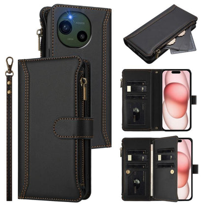 Magnetic Closure 9 Card Slots Zipper Leather Case with Hand Strap, For Sharp Aquos wish6, For Sharp Aquos R11, For Sharp Aquos Sense10, For Sharp Aquos R10, For Sharp Aquos wish5, For Sharp Aquos sense9 Plus, For Sharp Aquos sense9, For Sharp Aquos R9 ...