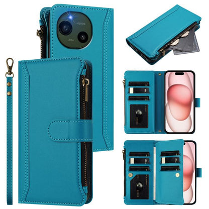Magnetic Closure 9 Card Slots Zipper Leather Case with Hand Strap, For Sharp Aquos wish6, For Sharp Aquos R11, For Sharp Aquos Sense10, For Sharp Aquos R10, For Sharp Aquos wish5, For Sharp Aquos sense9 Plus, For Sharp Aquos sense9, For Sharp Aquos R9 ...