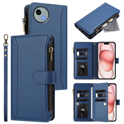 Magnetic Closure 9 Card Slots Zipper Leather Case with Hand Strap, For Sharp Aquos wish6, For Sharp Aquos R11, For Sharp Aquos Sense10, For Sharp Aquos R10, For Sharp Aquos wish5, For Sharp Aquos sense9 Plus, For Sharp Aquos sense9, For Sharp Aquos R9 ...