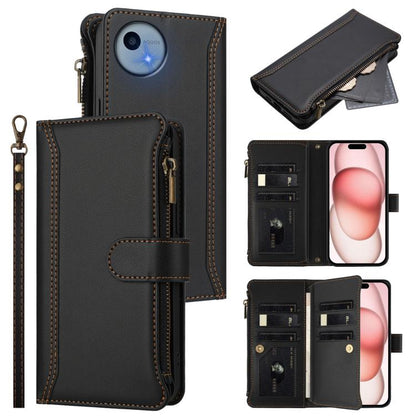 Magnetic Closure 9 Card Slots Zipper Leather Case with Hand Strap, For Sharp Aquos wish6, For Sharp Aquos R11, For Sharp Aquos Sense10, For Sharp Aquos R10, For Sharp Aquos wish5, For Sharp Aquos sense9 Plus, For Sharp Aquos sense9, For Sharp Aquos R9 ...