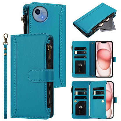 Magnetic Closure 9 Card Slots Zipper Leather Case with Hand Strap, For Sharp Aquos wish6, For Sharp Aquos R11, For Sharp Aquos Sense10, For Sharp Aquos R10, For Sharp Aquos wish5, For Sharp Aquos sense9 Plus, For Sharp Aquos sense9, For Sharp Aquos R9 ...