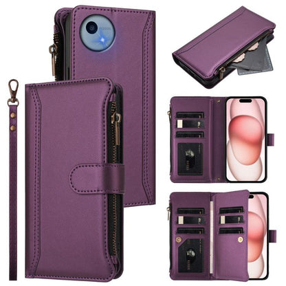 Magnetic Closure 9 Card Slots Zipper Leather Case with Hand Strap, For Sharp Aquos wish6, For Sharp Aquos R11, For Sharp Aquos Sense10, For Sharp Aquos R10, For Sharp Aquos wish5, For Sharp Aquos sense9 Plus, For Sharp Aquos sense9, For Sharp Aquos R9 ...