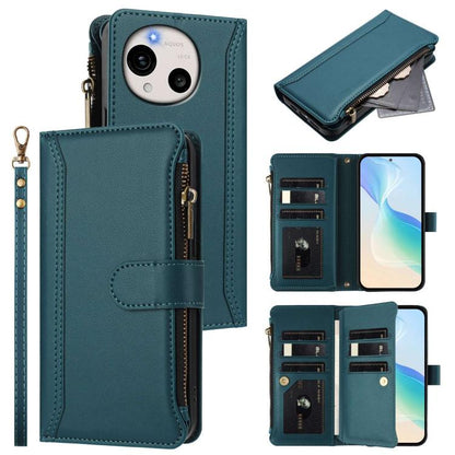 Magnetic Closure 9 Card Slots Zipper Leather Case with Hand Strap, For Sharp Aquos wish6, For Sharp Aquos R11, For Sharp Aquos Sense10, For Sharp Aquos R10, For Sharp Aquos wish5, For Sharp Aquos sense9 Plus, For Sharp Aquos sense9, For Sharp Aquos R9 ...