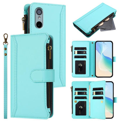 Magnetic Closure 9 Card Slots Zipper Leather Case with Hand Strap, For Sharp Aquos wish6, For Sharp Aquos R11, For Sharp Aquos Sense10, For Sharp Aquos R10, For Sharp Aquos wish5, For Sharp Aquos sense9 Plus, For Sharp Aquos sense9, For Sharp Aquos R9 ...