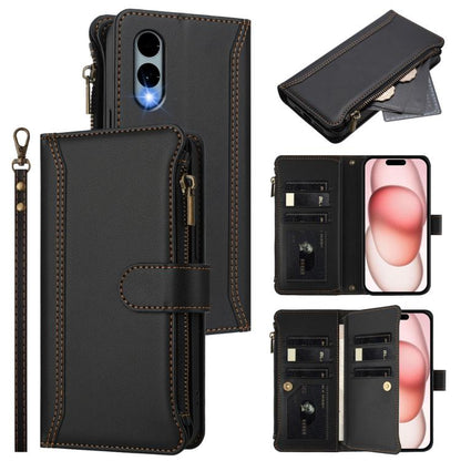 Magnetic Closure 9 Card Slots Zipper Leather Case with Hand Strap, For Fujitsu Arrows We3, For Fujitsu Arrows We2, For Fujitsu Arrows We2 Plus, For Fujitsu Arrows F-01L / F-42A